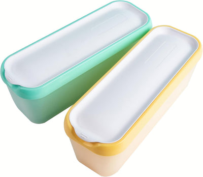 2 Pzas Recipientes Helado Reutilizables Amarillo Verde