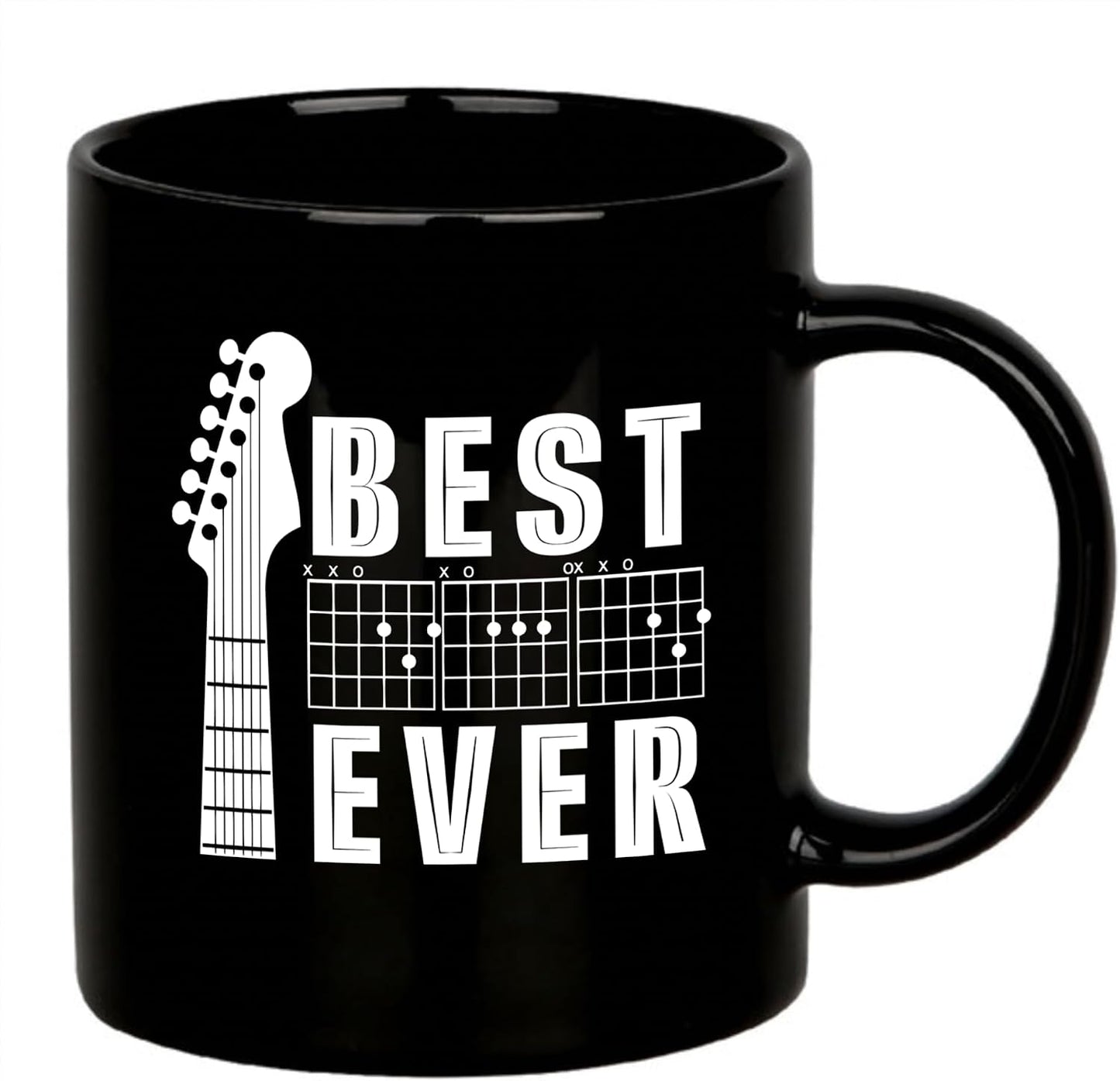 Taza cerámica texto best dad ever guitarrista negro 11oz