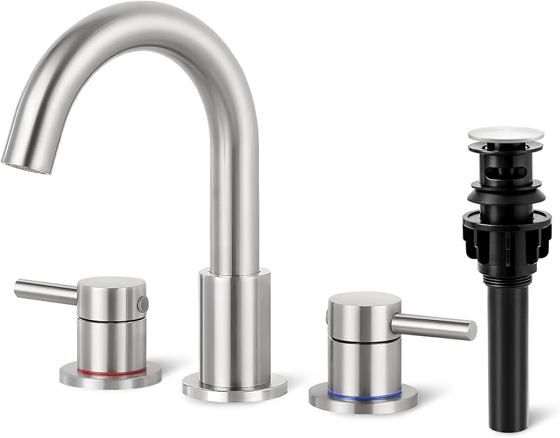 Grifo baño 3 agujeros níquel cepillado acero inox