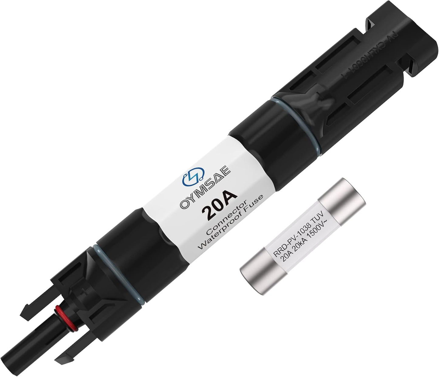 Portafusible solar 20A conector macho y hembra negro