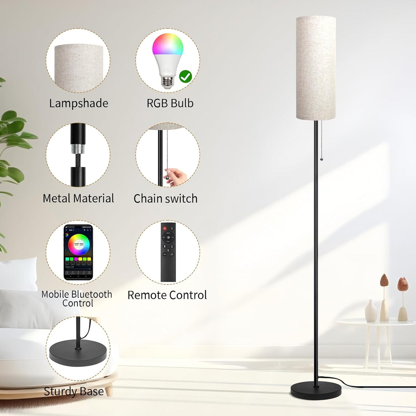 Lámpara sala estar moderna pantalla beige led