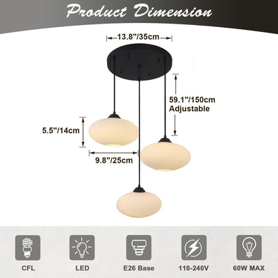 Lámpara colgante isla cocina racimo 3 luces negro vidrio