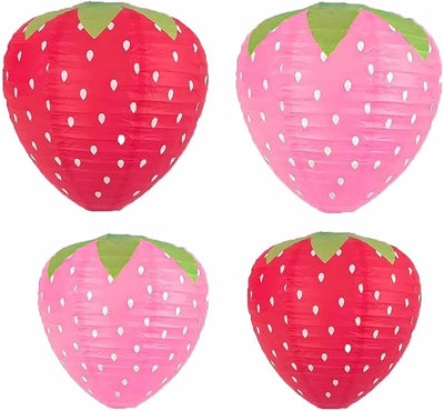Faroles fresa colgantes 8x12pulg decoración fiesta 4uds