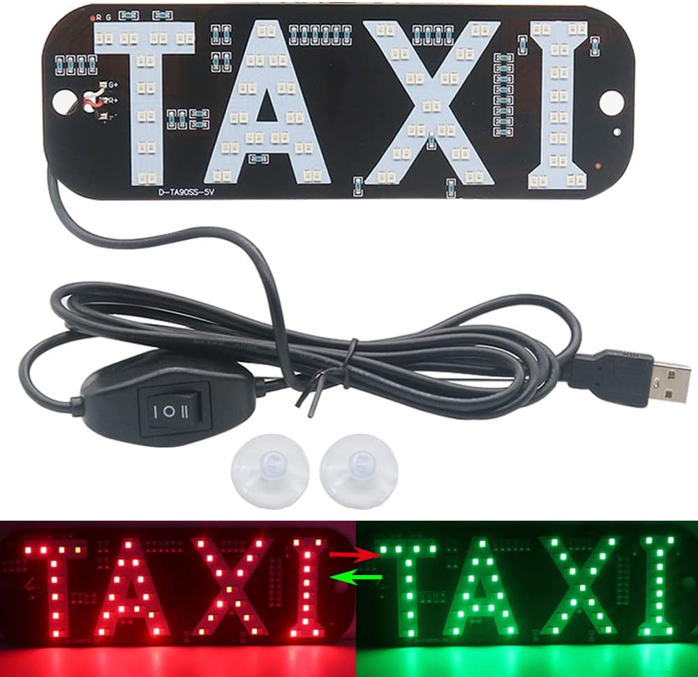 Luz taxi señal LED doble color con USB rojo y verde