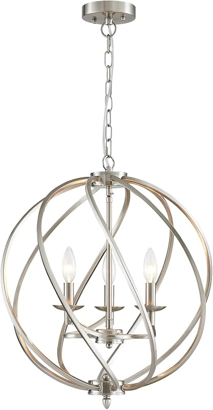 Candelabro globo níquel cepillado lámpara colgante ajustable
