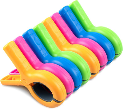 Clips grandes para toallas silla playa 8 pzas 4 colores