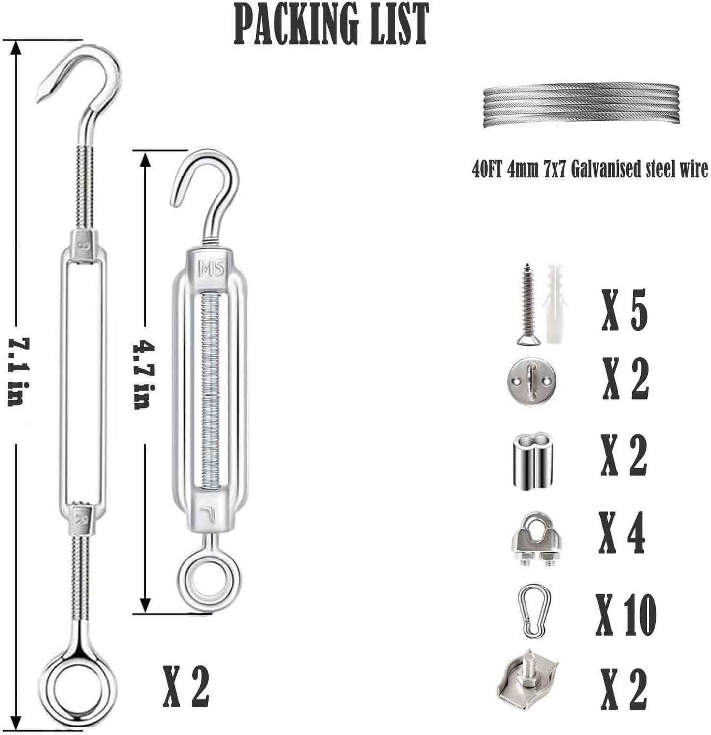 Kit alambre acero galvanizado 40ft para colgar cuadros y redes