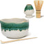 Juego té matcha cerámica artesanal con boquilla y soporte 4 pzas