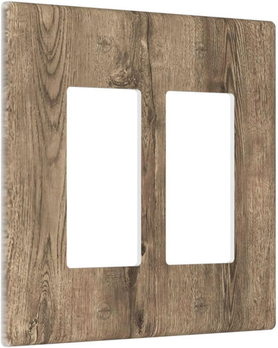 Placa interruptor doble madera marrón oscuro decorativa para hogar