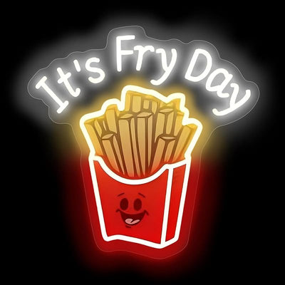 Luz neón de papas fritas decoración pared tienda
