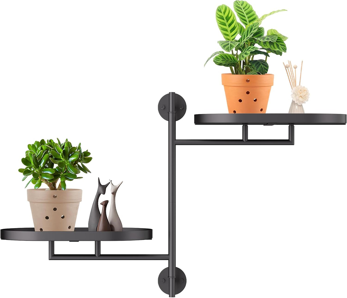 Estantes giratorios ventanas 2 niveles metal negro