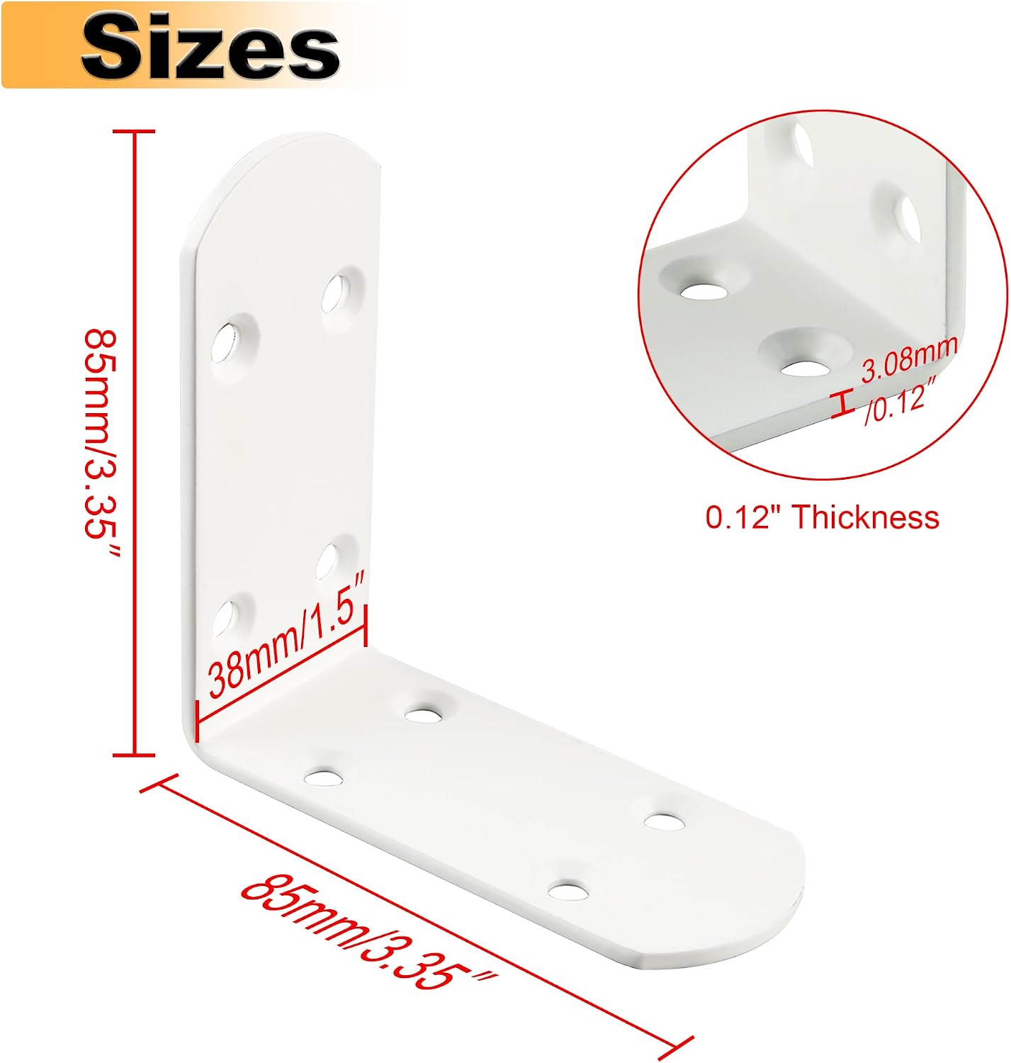 4 Soportes en L Acero Inox para Estantes Blancos