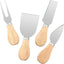 Juego 4 cuchillos queso mango madera acero inox