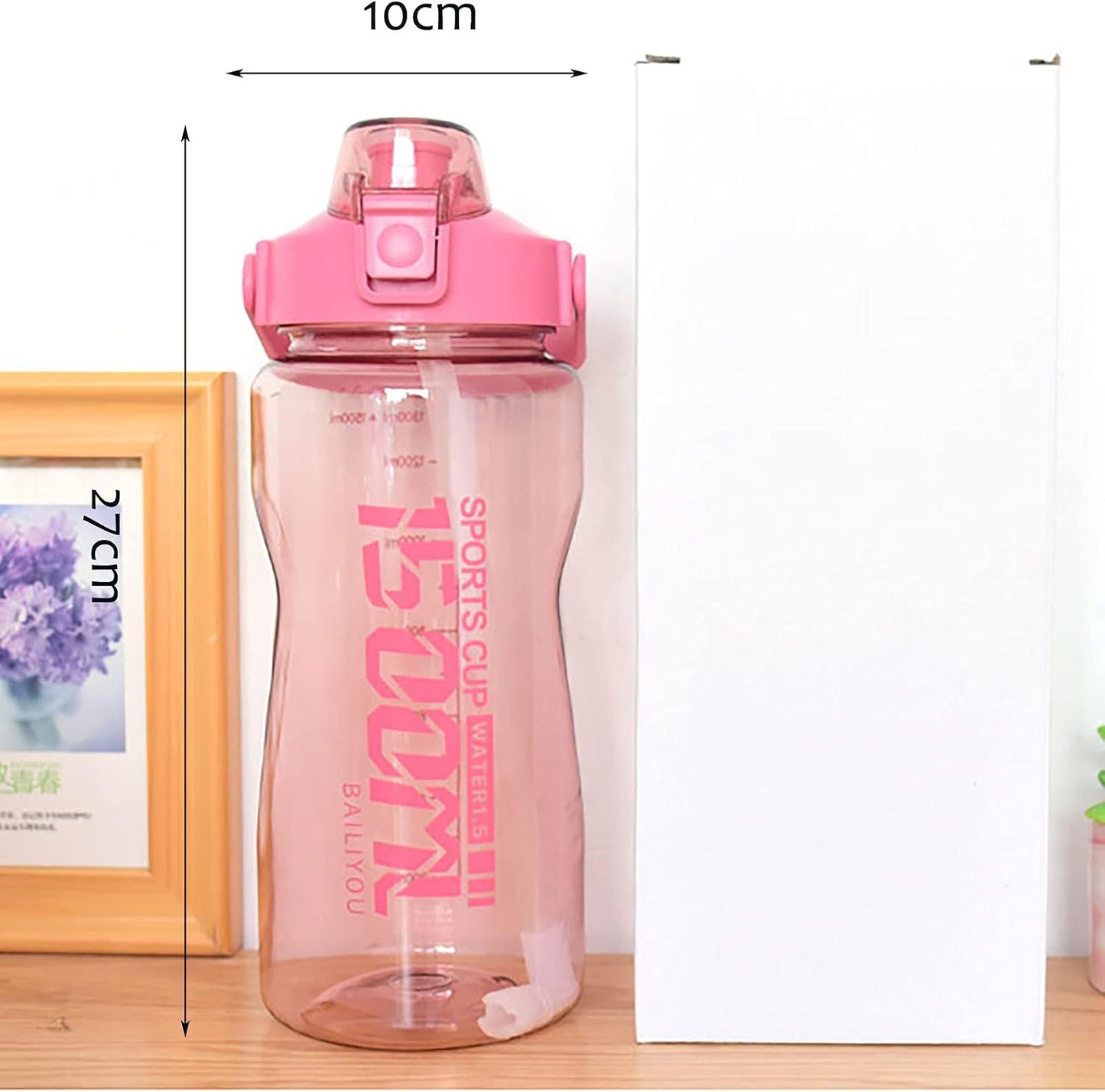 Botella agua 51oz con asa pajilla sin BPA para deportes