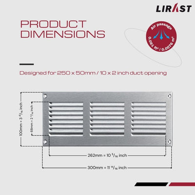 Cubierta ventilación 10x2 rejilla acero inox para pared