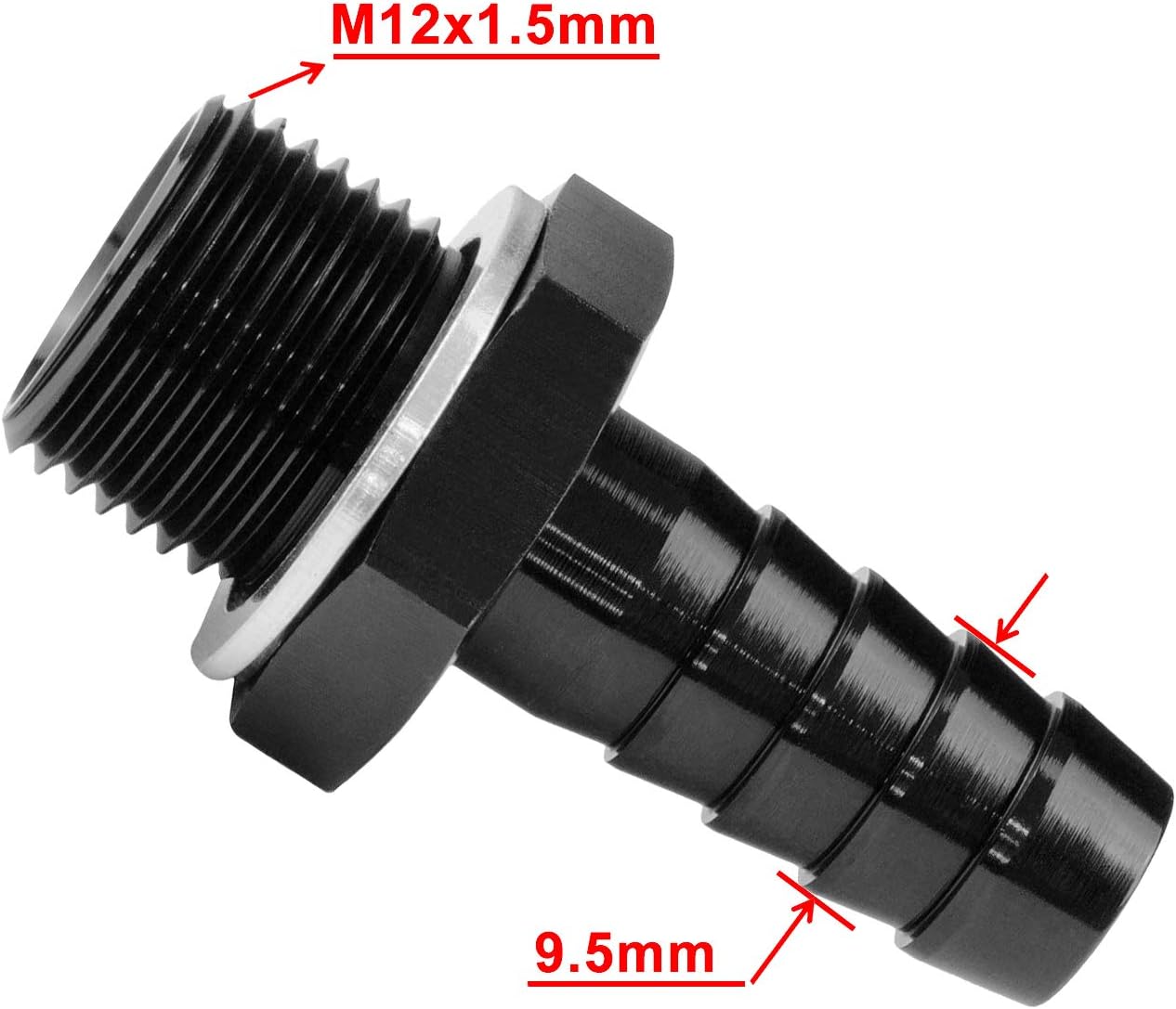 Adaptador m12x1.5 a 3/8 con abrazadera aluminio anodizado negro