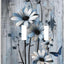 Cubierta interruptor madera rústica flores azules 2 gang