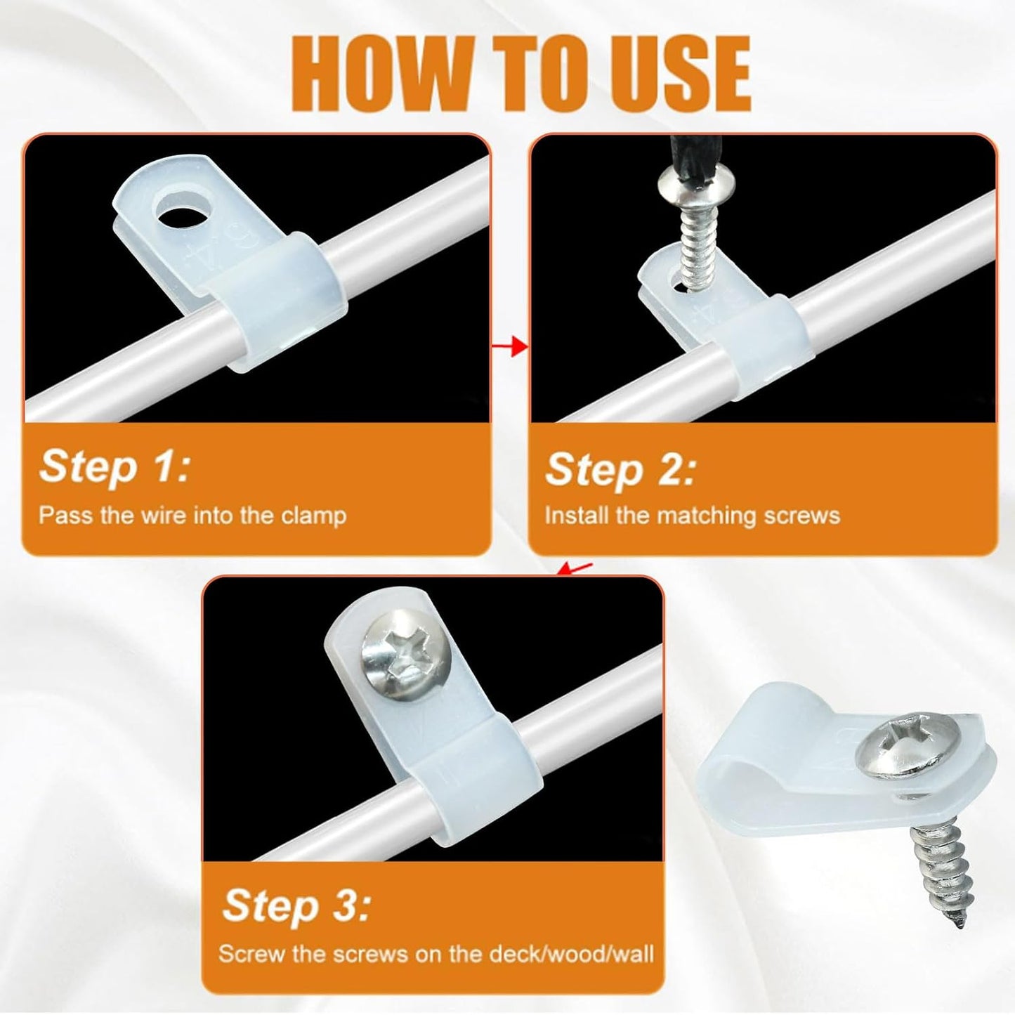 100 Clips Luz Cuerda 1/4pulg Abrazadera Alambre S