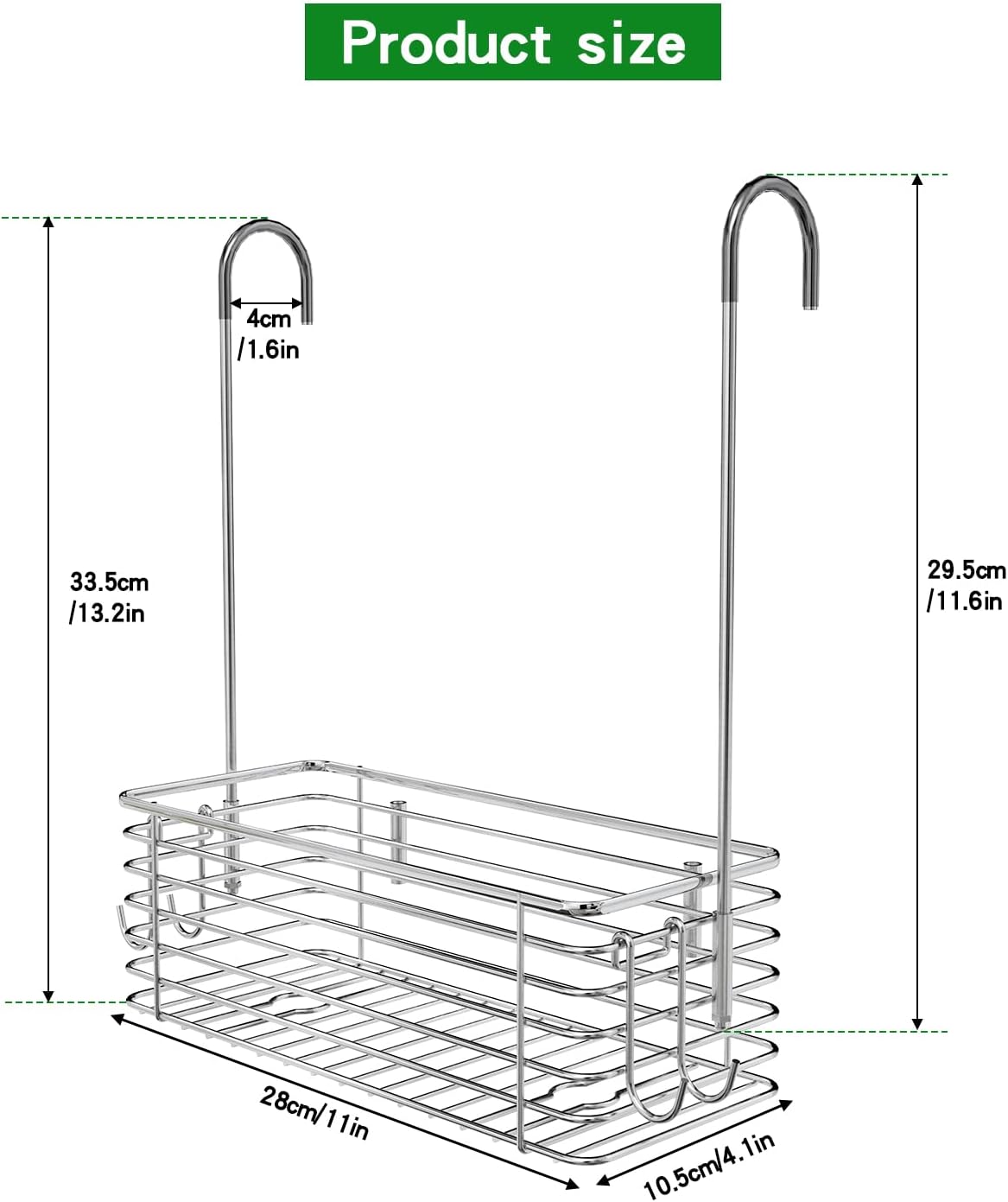 Organiz. baño acero inox con ganchos giratorios