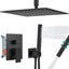 Set grifo ducha techo lluvia y cabezal mano 16pulg negro