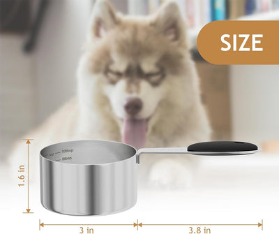 Taza medir acero inox 177ml cuchara mascotas con escala