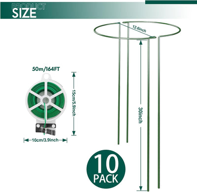 10 Estacas Metal 30pulg Soporte Jaula Anillo Peonía Jardín
