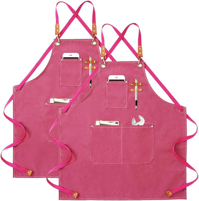 Delantal lino 2 Pzas para estilista impermeable con bolsillos
