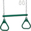 Columpio trapecio bar anillos parque infantil verde