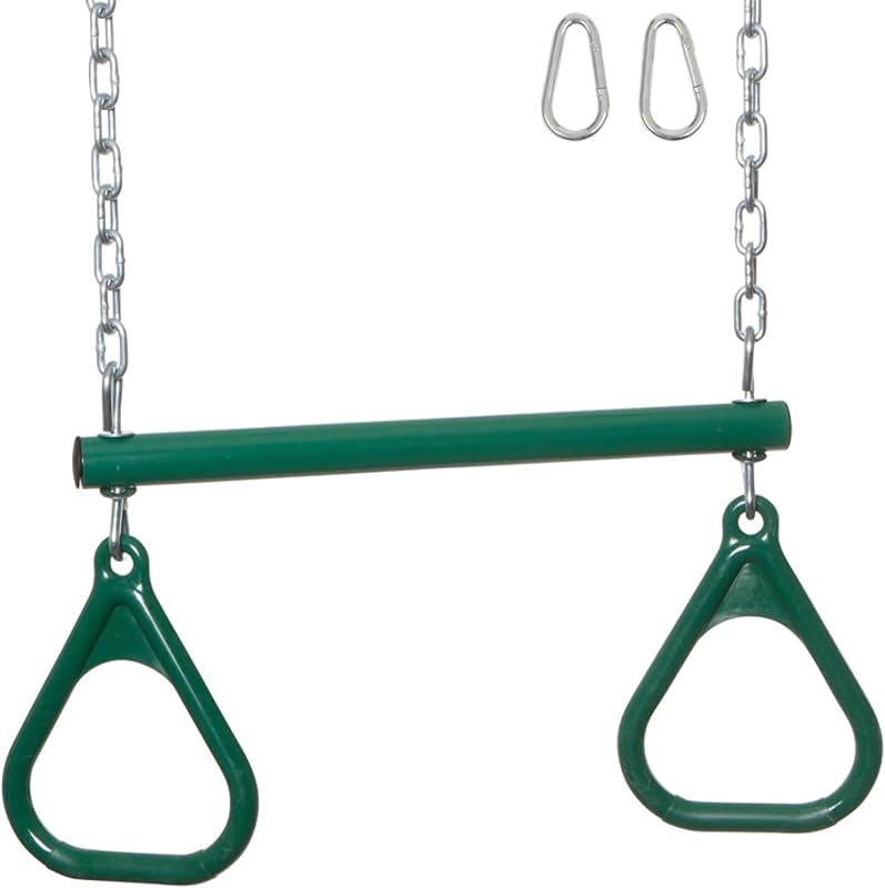 Columpio trapecio bar anillos parque infantil verde