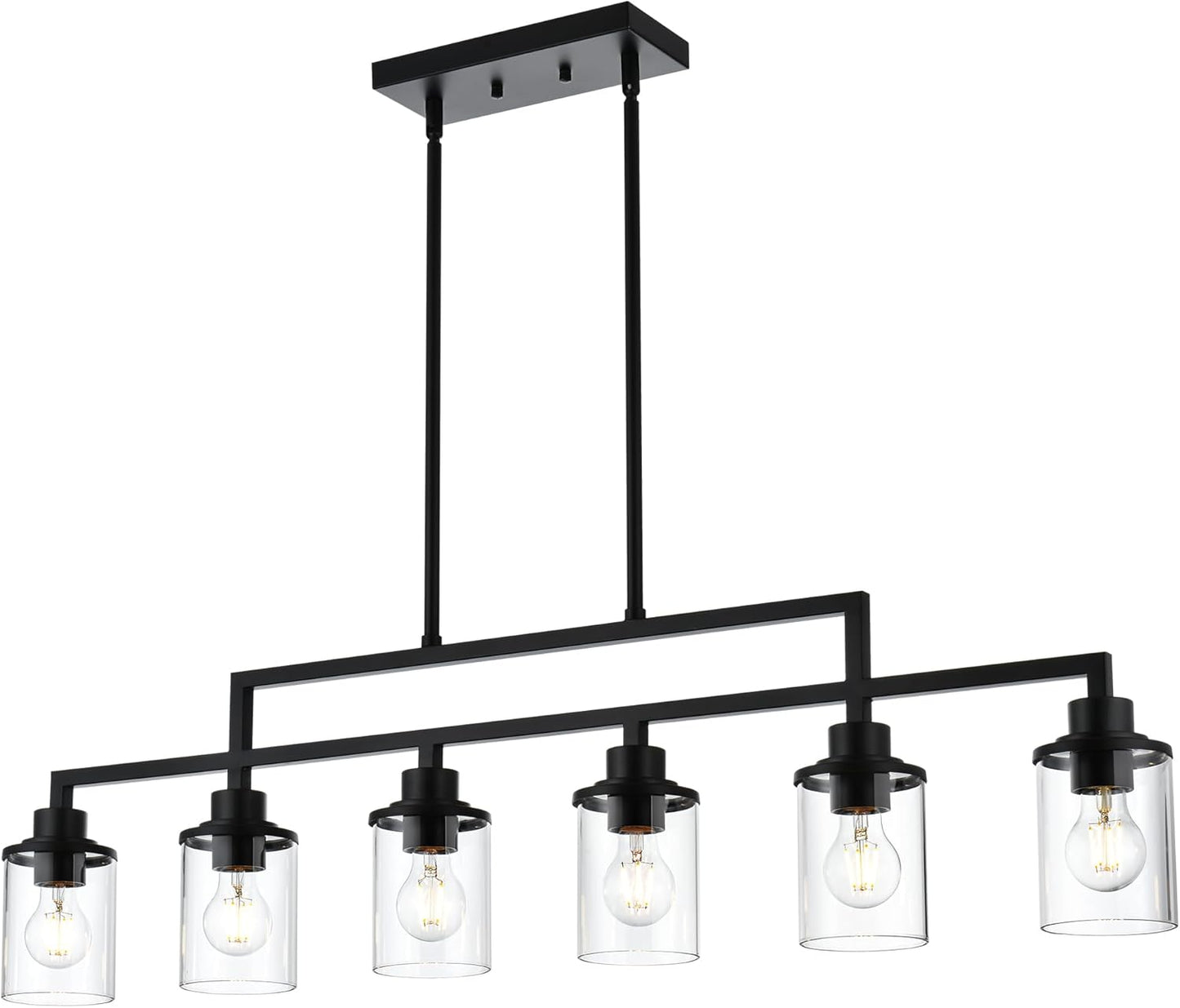 Lámpara colgante isla cocina 43.3pulg 6 luces negra