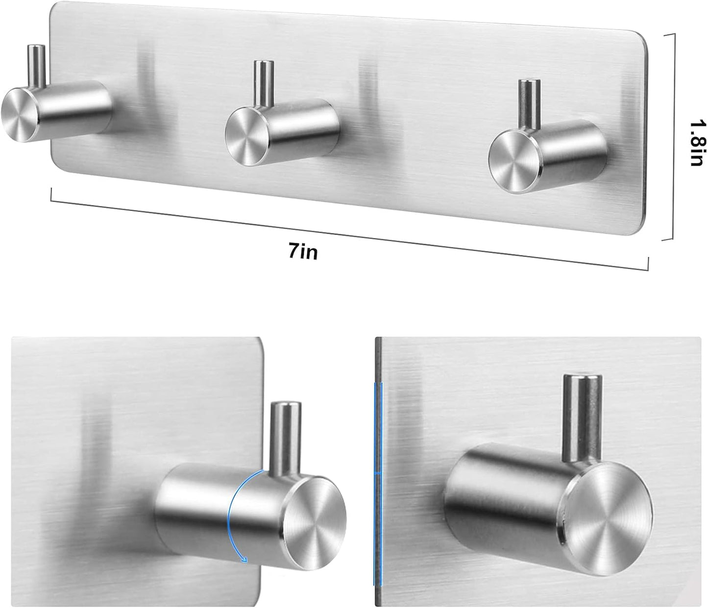 Soporte llaves pared ganchos autoadhesivos acero inox
