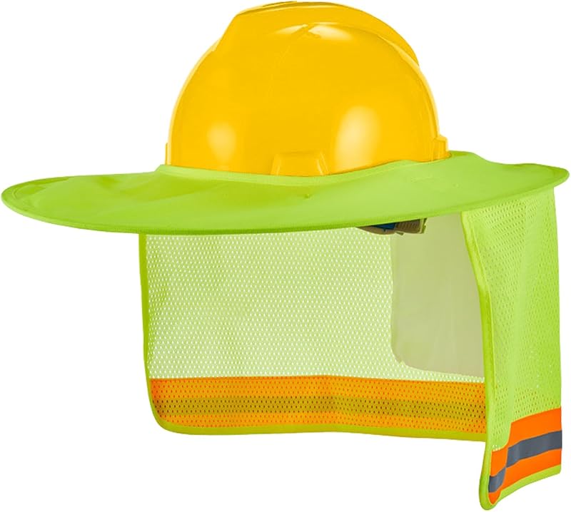 Parasol sombrero duro visera malla cuello amarillo