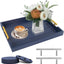 Bandeja mesa auxiliar madera 2 asas 4 posavasos azul oscuro