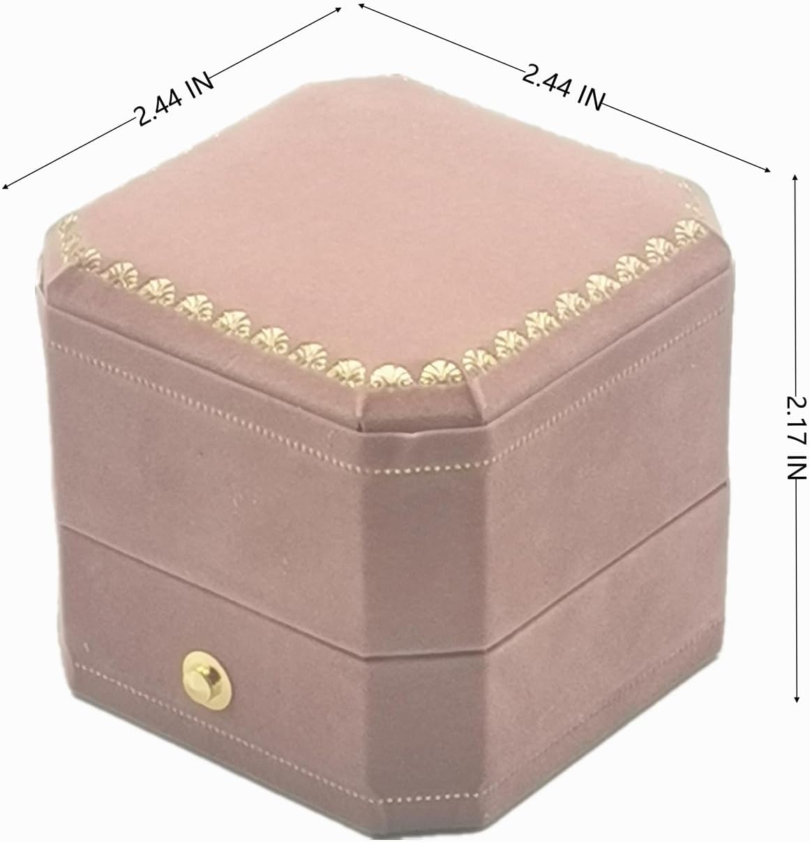 Caja anillos terciopelo 3 ranuras octagonal 2.44x2.44x2.17pulg