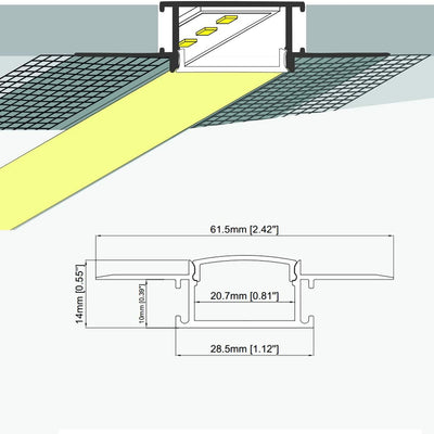 Tira LED 0.787pulg canal yeso 6.6pies pack 10