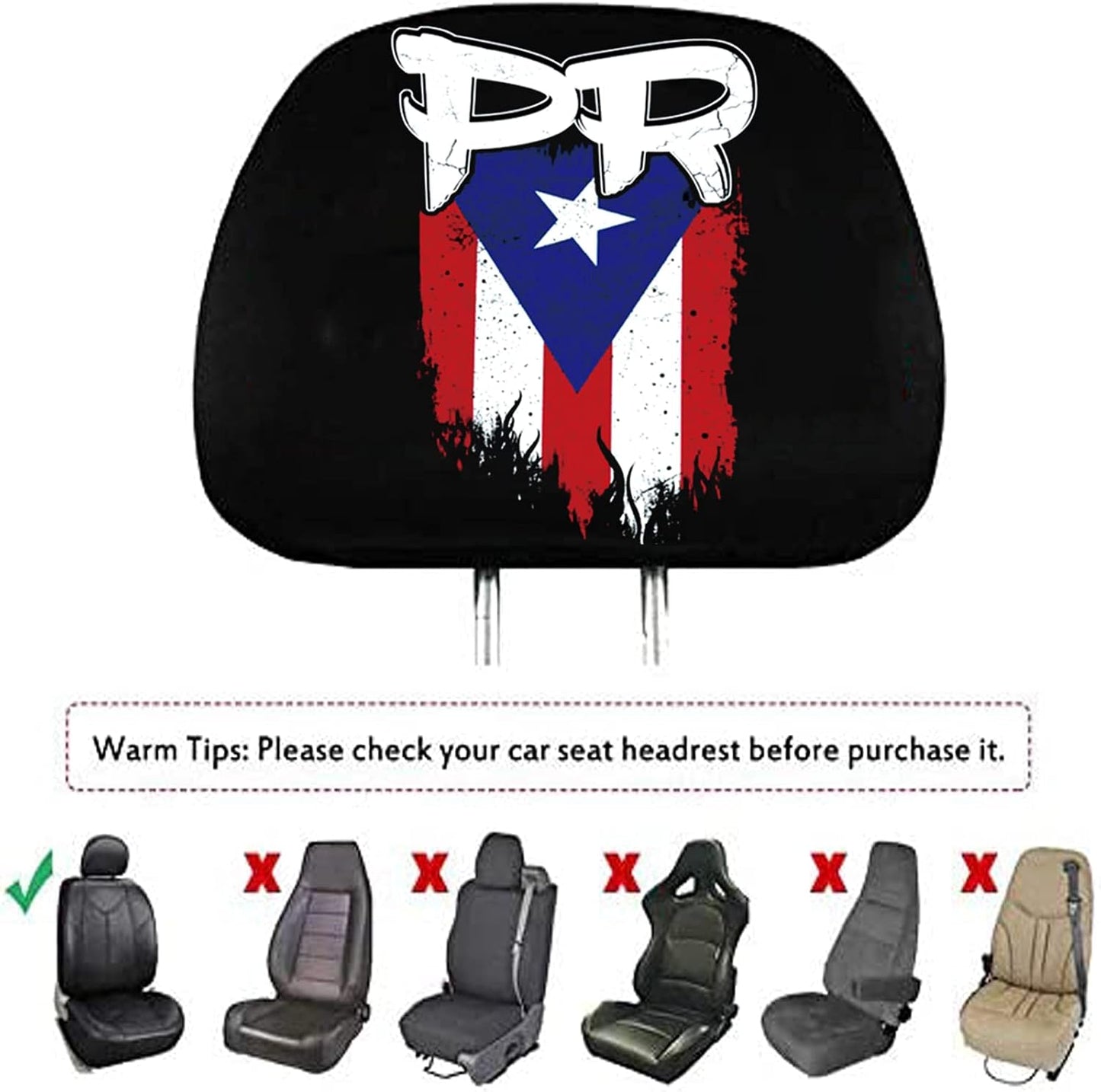 2 Fundas Reposacabezas Universal para Puerto Rico PR