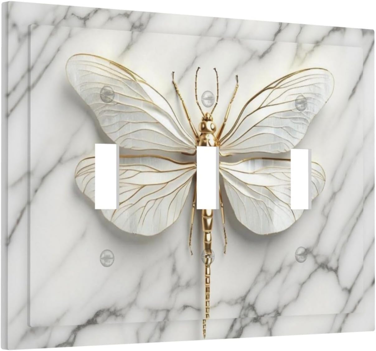 Placas decorativas de mármol blanco con libélula 3 segmentos