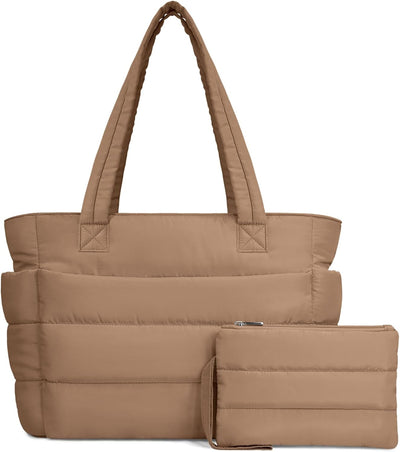 Bolsa tote acolchada mujer compartimentos trabajo
