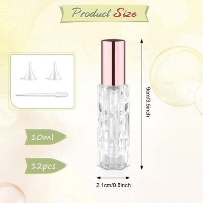 12 Botellas Vidrio 0.3oz Tapa Dorada Dispensador Perfume