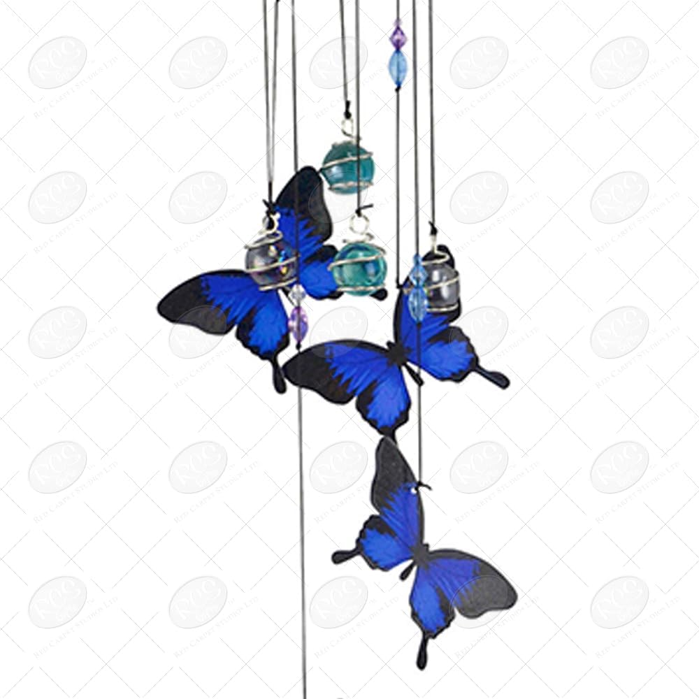 Campanilla viento mariposa espiral 30" color azul