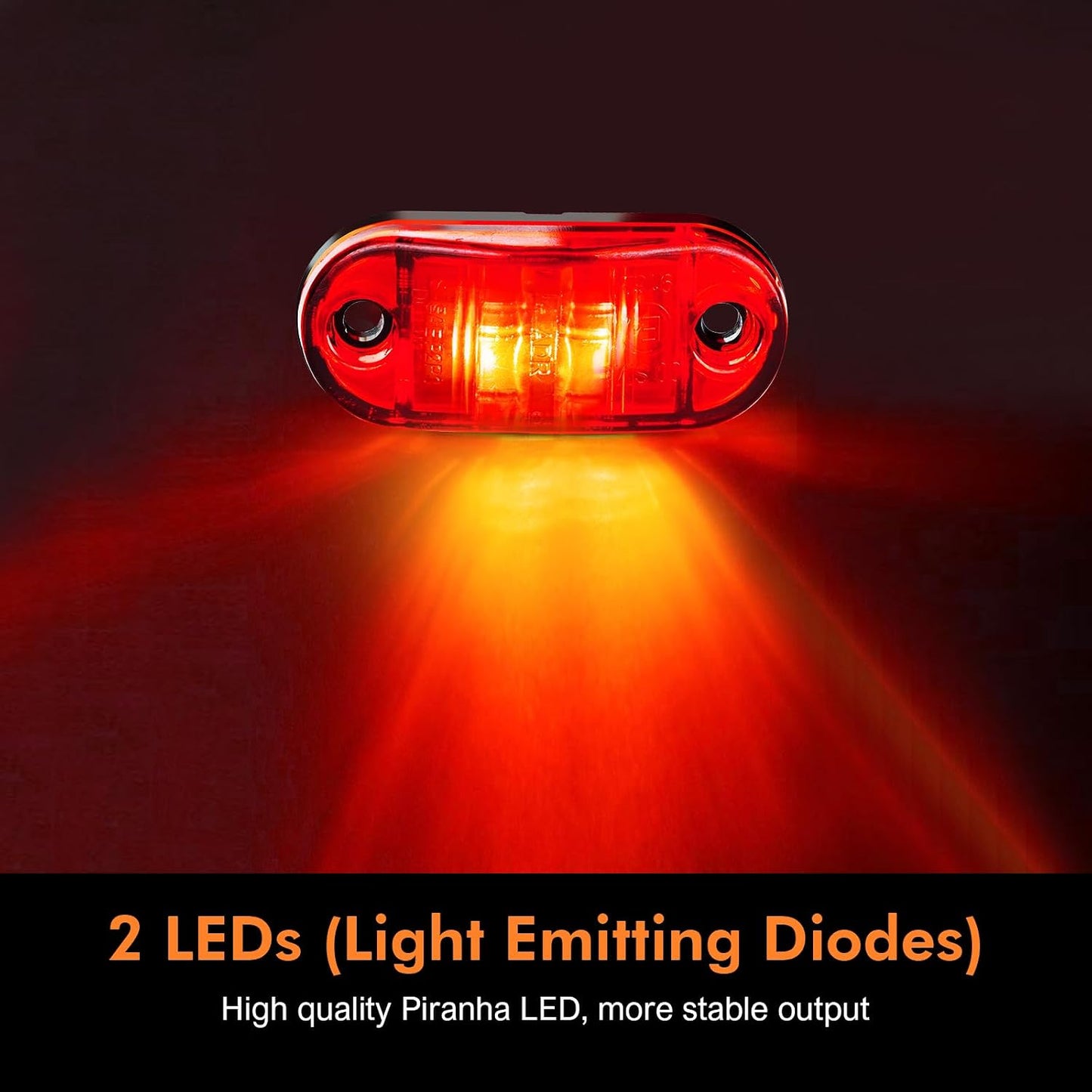 10 Pzas Luces LED Remolque 2.5" Rojo DC12-24V Impermeable