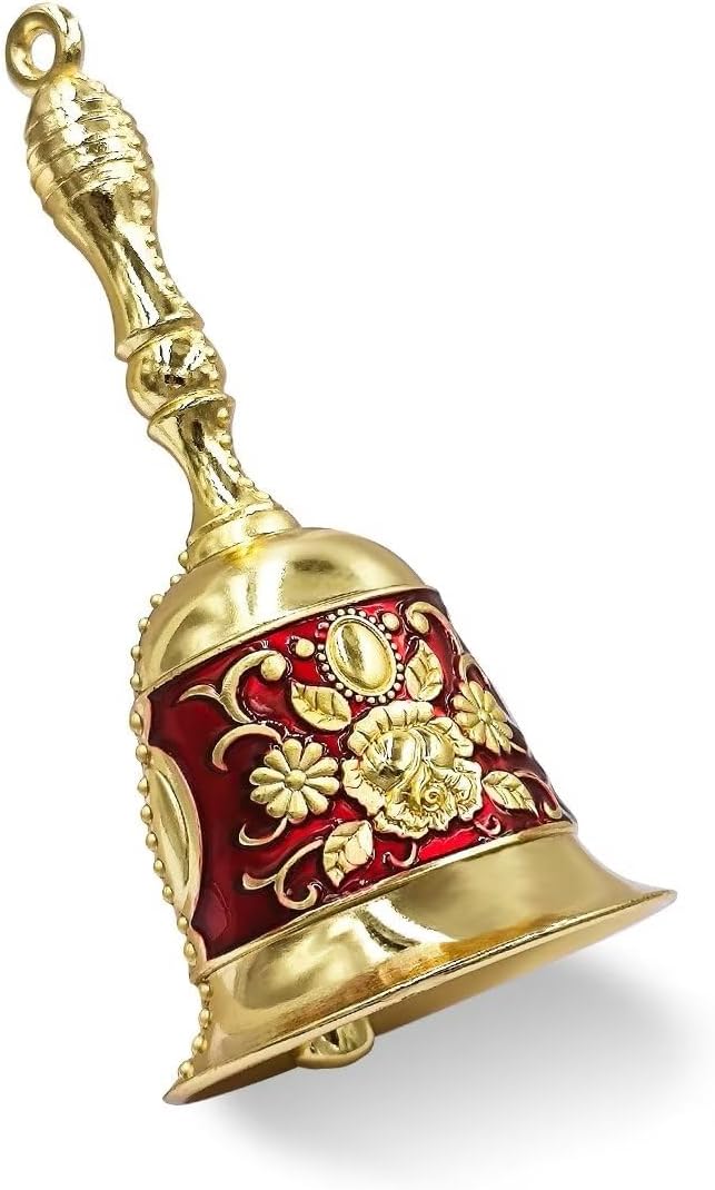 Campanas de latón para cena, boda, mascotas y Navidad rojo dorado