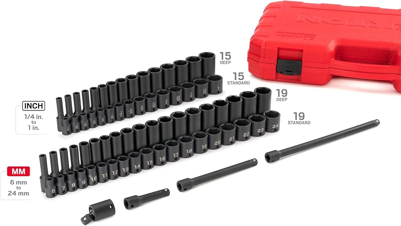 Set llaves impacto 6 puntos 3/8 pulg 72 pzas