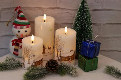 Velas LED muñeco nieve Navidad con temporizador mecha 3D