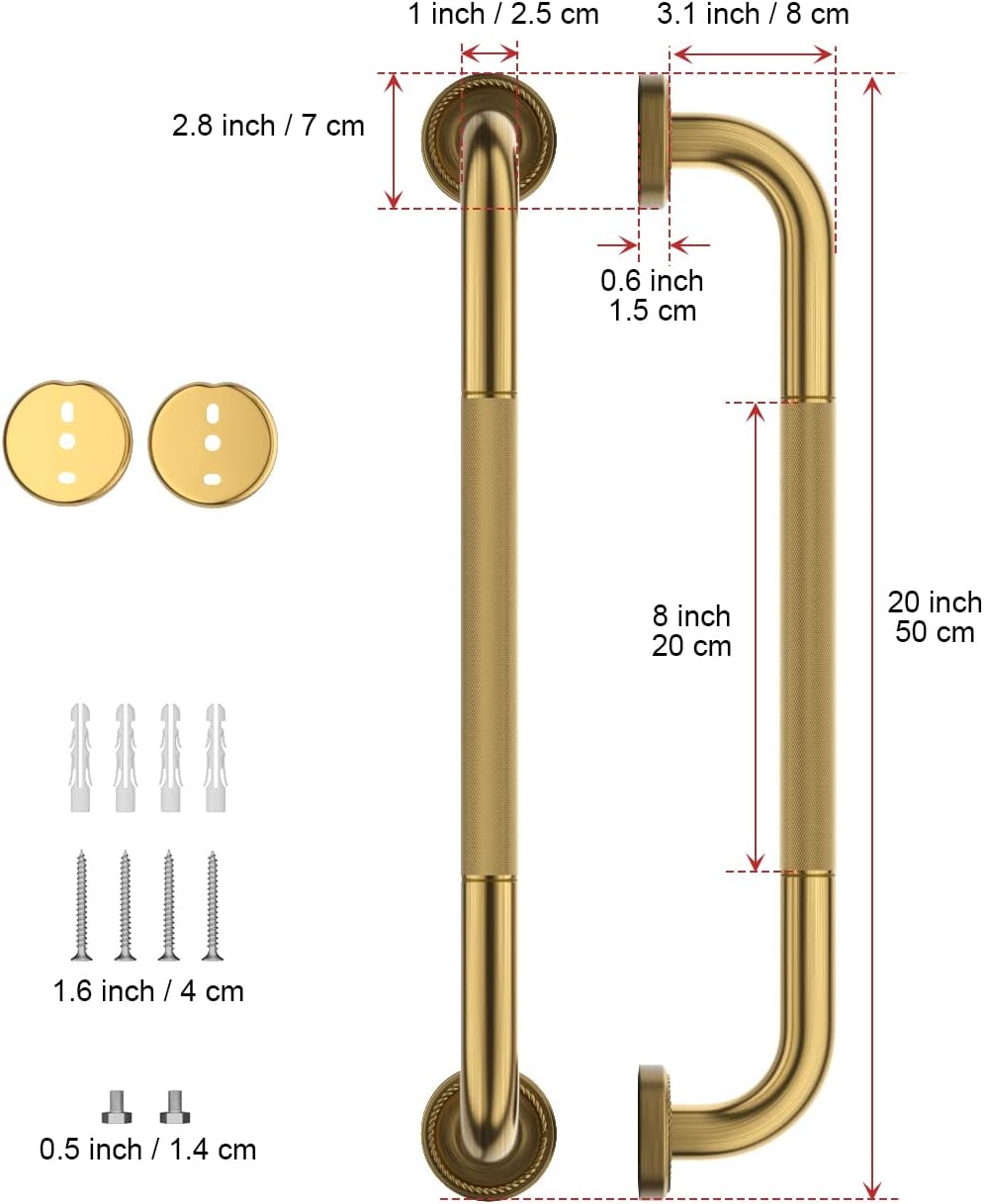 Barra agarre baño 20pulg bronce dorado antiderrap