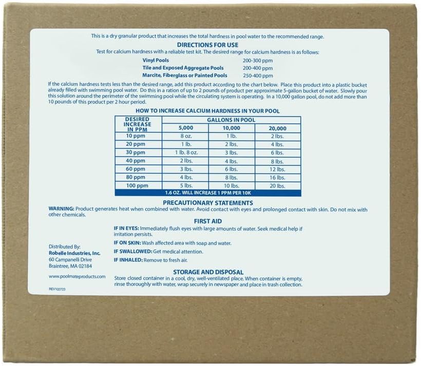 Aumentador calcio piscina 32lb 100% cloruro