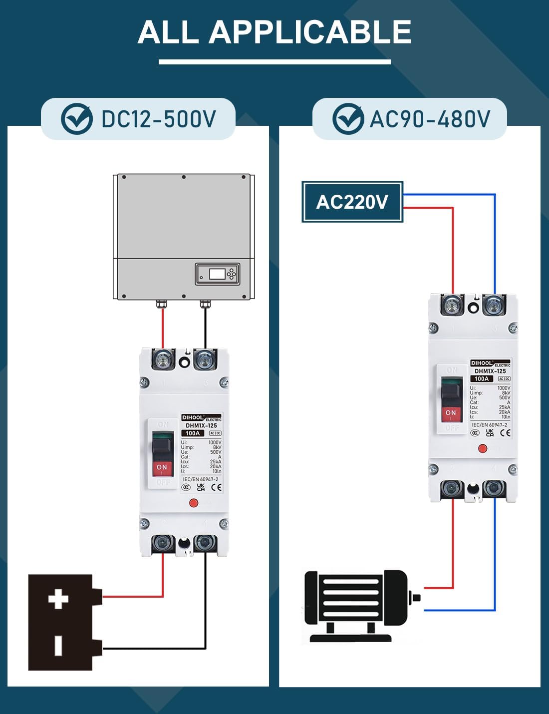 Interruptor circuito DC 100A para motor barco y remolque