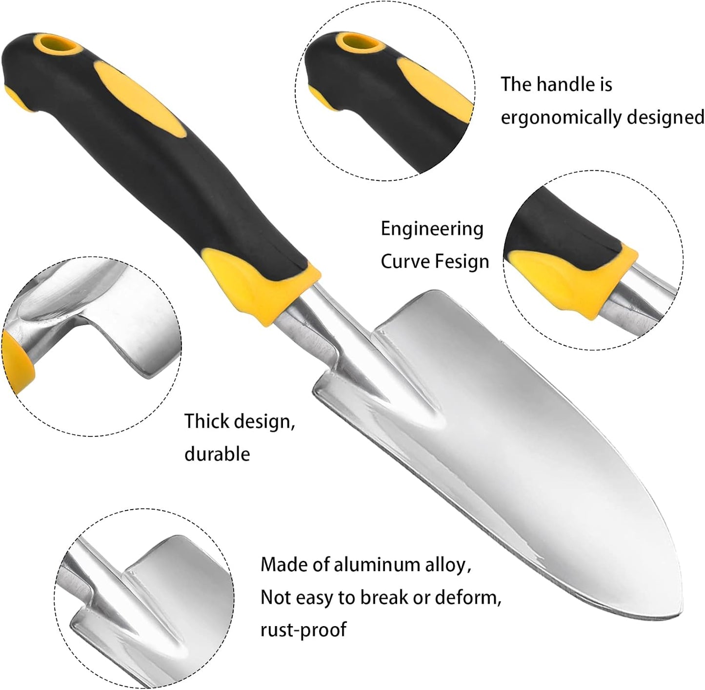Pala de jardín aluminio resistente amarillo