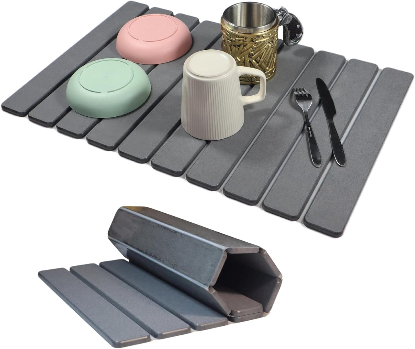 Tapete secado platos piedra 24x16pulg cocina fregadero