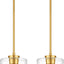 2 Luces Colgantes Isla Cocina 8pulg Oro Cepillado Vidrio